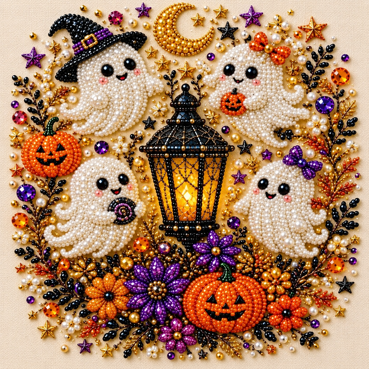 Halloween Ghost And Pumpkin Diamond Art Kit